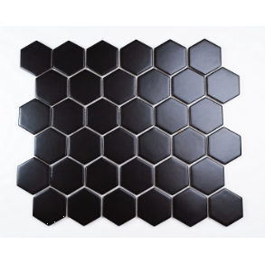 2X2 BLACK HEXAGON MATTE PORCELAIN MOSAIC - porcelain tile